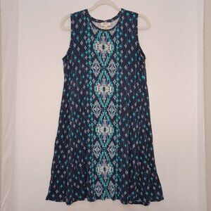 Women's Style & Co. Blue Relax/Casual Southwestern Design Midi Dress Size Medium